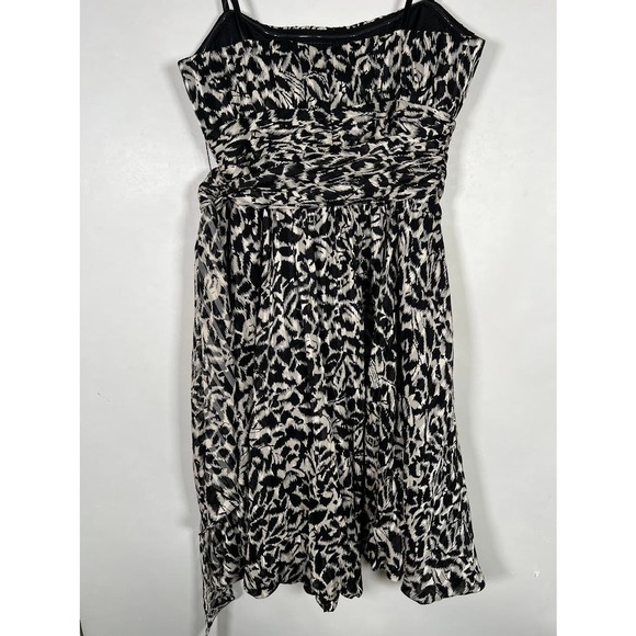 NEW! BCBG MAXAZRIA Silk Ikat Floral Strapless Mini Dress 2 Black Tie Front $260 - Picture 2 of 9